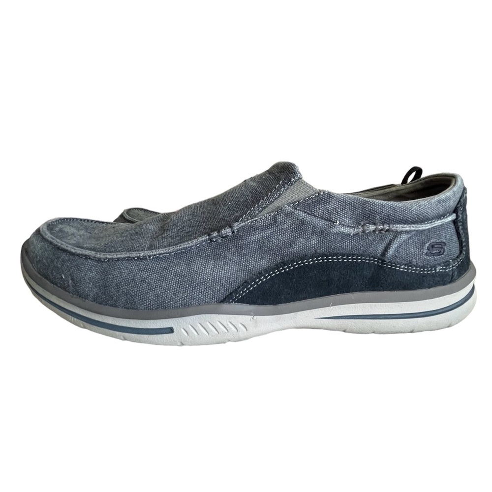 Skechers Relaxed Fit Air Cooled Memory Foam Gray Slip on Men’s Shoes‎ Sz 11